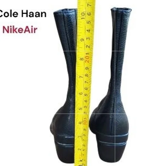 Cole Haan Nike Air Kiersten Black Leather Calf High Wedge Heel Boot Shoe Women 7 - Picture 9 of 12
